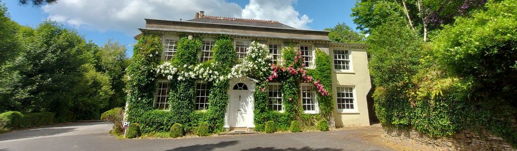 Rose in Vale Hotel with roses and vines on the front of the house