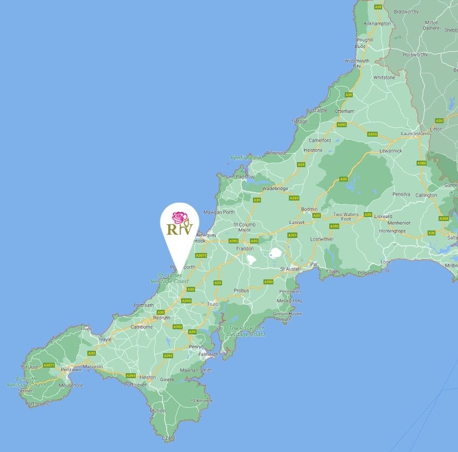 Map of Cornwall with Rose in Vale Location